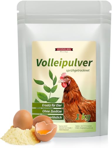 Feinwälder® Volleipulver / 1 kg Eipulver aus Hühnereiern/Eiersatz für Kochen und Backen/lang haltbare Trocken-Nahrung im wiederverschließbaren Beutel von Feinwälder