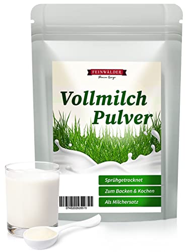 Feinwälder® Vollmilchpulver 1 kg/schonend sprühgetrocknet/haltbares Milchpulver-Paket für den Notfall-Vorrat/wiederverschließbare Verpackung/Trockenmilch-Pulver für Babynahrung von Feinwälder