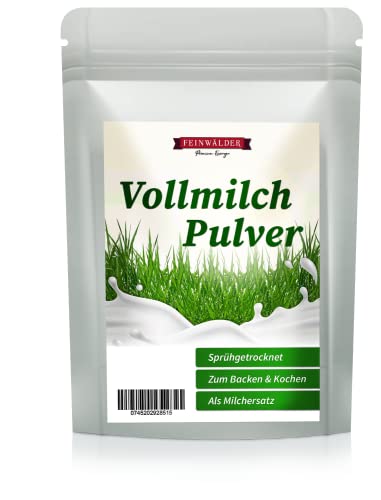 Feinwälder® Vollmilchpulver 500g / schonend sprühgetrocknet/haltbares Milchpulver-Paket für den Notfall-Vorrat/wiederverschließbare Verpackung/Trockenmilch-Pulver für Babynahrung von Feinwälder