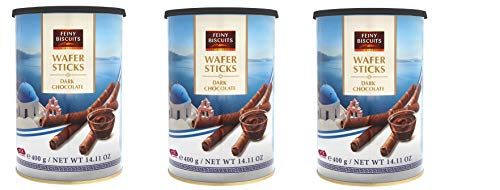 3x Feiny Biscuits Wafer Sticks dark chocolate Waffeln gefüllt mit dunkler Schokolade Kekse mit Schokolade 400g von Feiny Biscuits