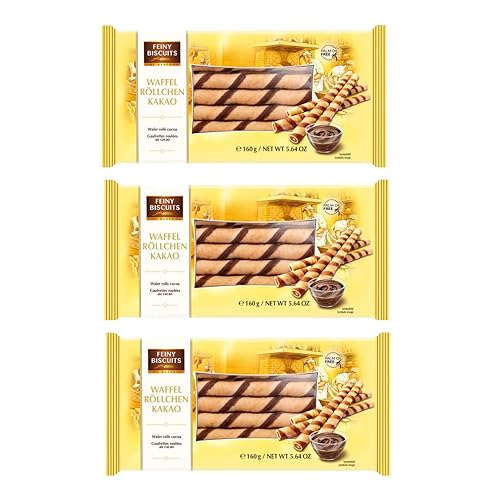 Feiny Biscuits 3 x 160g Waffel Röllchen Kakao Vorteilspackung Set von Feiny Biscuits