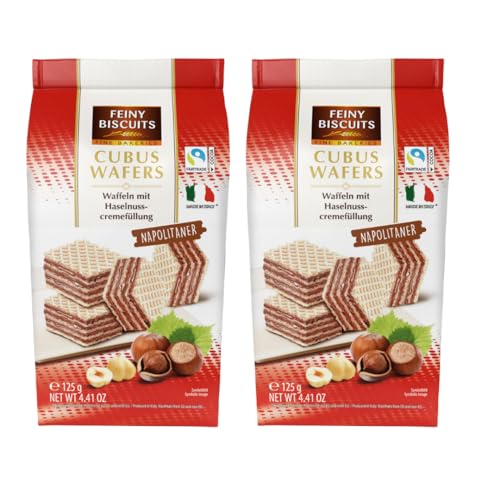 Feiny Biscuits Feiny Biscuits Cubus Wafers Napolitaner Waffeln Mit Haelnusscremefüllung Vorteilspackung 2 x125g von Feiny Biscuits
