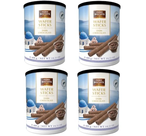 Feiny Biscuits Wafer Sticks Dark Chocolate Waffelröllchen Mit Einer Cremefüllung Mit Zartbitterschokolade Vorteilspackung 4 x 400g von Feiny Biscuits