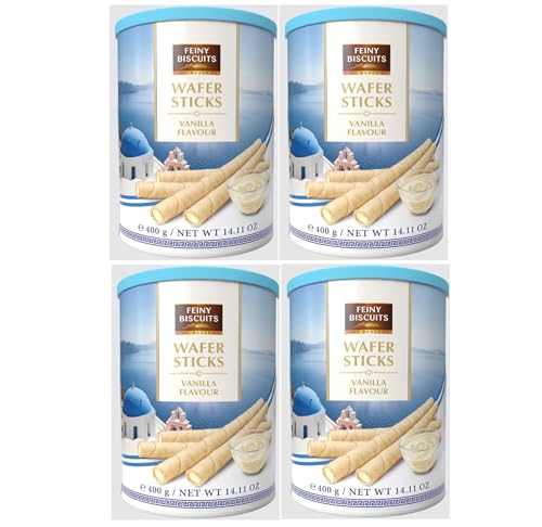 Feiny Biscuits Wafer Sticks Vanilla Waffelröllchen Mit Einer Cremefüllung mit Vanillegeschmack Vorteilspackung 4 x 400g von Feiny Biscuits