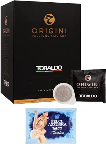 10er-Pack Caffè Toraldo Miscela Origini ESE 44 Cialde di Caffè 50 Kaffeepads + 1er-Pack Kostenlos Felce Azzurra Talkumpuder, 100g-Beutel von Felce Azzurra