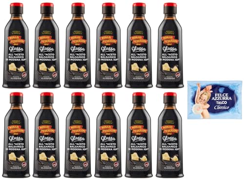 12er-Pack Monari Federzoni Glassa all'Aceto Balsamico di Modena,Glasur Creme mit Balsamico-Essig aus Modena I.G.P.,300g + 1er-Pack Kostenlos Felce Azzurra Talkumpuder, 100g-Beutel von Felce Azzurra