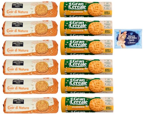 12er-Pack Testpaket Biscotti Cereali Ore Liete Gran Cereale,Kekse mit Müsli,Verpackt in Tube 250g + 1er-Pack Kostenlos Felce Azzurra Talkumpuder, 100g-Beutel 12er-Pack Testpaket Biscotti Cereali Ore Liete Gran Cereale,Kekse mit Müsli,Verpackt in Tube 250g + 1er-Pack Kostenlos Felce Azzurra Talkumpuder, 100g-Beutel von Felce Azzurra