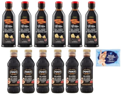 12er-Pack Testpaket Monari Federzoni 300g + Ponti 250g Glassa all'Aceto Balsamico di Modena,Glasur Creme mit Balsamico-Essig aus Modena I.G.P. + 1er-Pack Felce Azzurra Talkumpuder, 100g-Beutel von Felce Azzurra