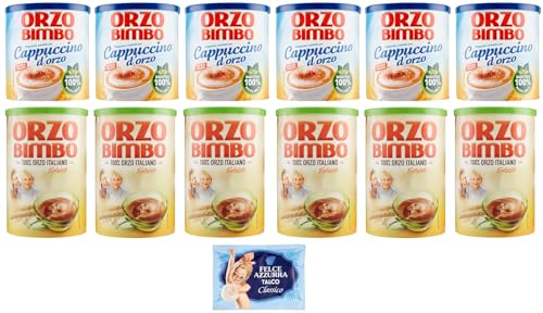 12er-Pack Testpaket Orzo Bimbo Löslich-Gersten-Cappuccino 150g + Orzo Bimbo Löslich-Gersten 200g,eine koffeinfreie Alternative + 1er-Pack Kostenlos Felce Azzurra Talkumpuder, 100g-Beutel von Felce Azzurra