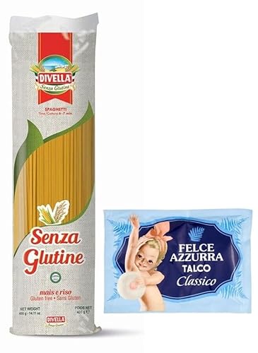 15er-Pack Divella Glutenfreie Pasta Spaghetti mit Maismehl und Reis Senza Glutine,Glutenfreienudeln 400g + 1er-Pack Kostenlos Felce Azzurra Talkumpuder, 100g-Beutel von Felce Azzurra