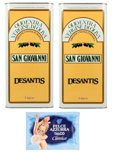 2er-Pack De Santis San Giovanni Olio Extra Vergine di Oliva,Natives Olivenöl Extra,Ideal für alle Anwendungen in der Küche,5Lt Dose + 1er-Pack Kostenlos Felce Azzurra Talkumpuder, 100g-Beutel 2er-Pack De Santis San Giovanni Olio Extra Vergine di Oliva,Natives Olivenöl Extra,Ideal für alle Anwendungen in der Küche,5Lt Dose + 1er-Pack Kostenlos Felce Azzurra Talkumpuder, 100g-Beutel von Felce Azzurra