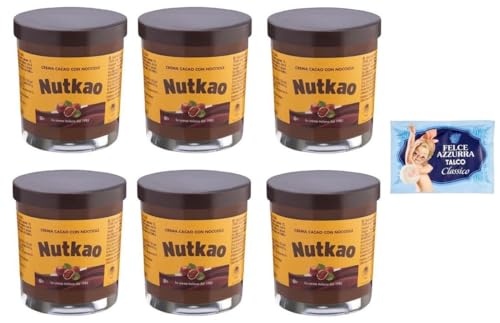 6 x Nutkao Kakaobreme mit Haselnüssen, 200 g Glas + 1 Beutel Talkum Felce Azzurra 100 g von Felce Azzurra