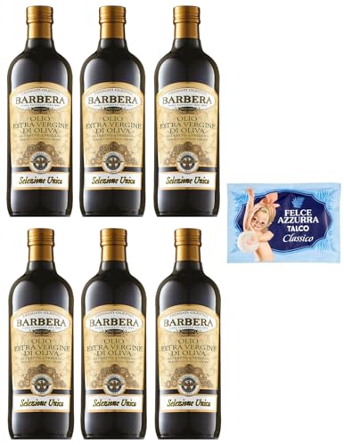 6er-Pack Barbera Selezione Unica Natives Olivenöl Extra,Olio Extra Vergine di Oliva,1Lt Glasflaschen + 1er-Pack Kostenlos Felce Azzurra Talkumpuder, 100g-Beutel 6er-Pack Barbera Selezione Unica Natives Olivenöl Extra,Olio Extra Vergine di Oliva,1Lt Glasflaschen + 1er-Pack Kostenlos Felce Azzurra Talkumpuder, 100g-Beutel von Felce Azzurra