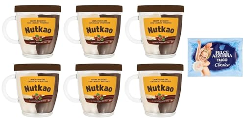 6er-Pack Nutkao Crema Bicolore Cacao,Nocciole e Vaniglia,Streichfähige Creme Kakao mit Haselnüssen und Vanille, 330g-Glas + 1er-Pack Kostenlos Felce Azzurra Talkumpuder, 100g-Beutel 6er-Pack Nutkao Crema Bicolore Cacao,Nocciole e Vaniglia,Streichfähige Creme Kakao mit Haselnüssen und Vanille, 330g-Glas + 1er-Pack Kostenlos Felce Azzurra Talkumpuder, 100g-Beutel von Felce Azzurra