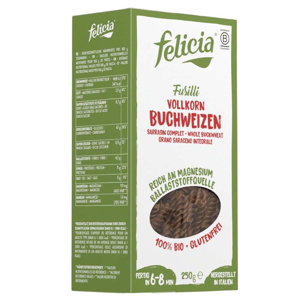 Bio Buchweizen Vollkorn Fusilli Bio Buchweizen Vollkorn Fusilli von Felicia