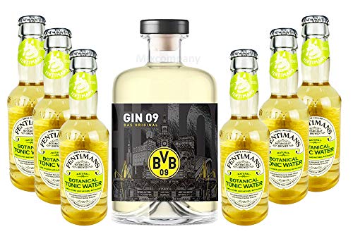BVB Gin 09 Das Original 0,5l 500ml (43% Vol) + 6xFentimans Botanical Tonic Water 0,2l MEHRWEG inkl. Pfand Gin Tonic Bar- [Enthält Sulfite] von Fentimans-Fentimans