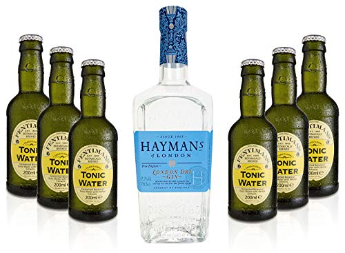 Haymans Dry Gin London 0,7l (41,2% Vol) + 6x Fentimans Tonic Water 200ml Spirituose Bar Cocktail Longdrink Gin tonic- [Enthält Sulfite] - Inkl. Pfand MEHRWEG von Fentimans-Fentimans
