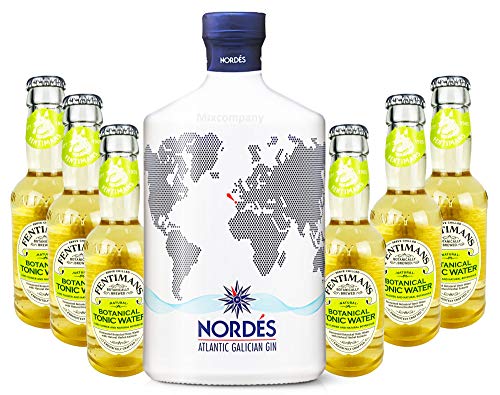 Nordes Atlantic Galician Gin aus Galizien 0,7l (40% Vol) + 6 x Fentimans Botanical Tonic Water 0,2l MEHRWEG inkl. Pfand- [Enthält Sulfite] von Fentimans-Fentimans