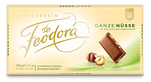 Feodora Chocolade-Tafel Tradition Ganze Nüsse in Vollmilch-Hochfein-Chocolade, 10er Pack (10 x 100 g) von Feodora