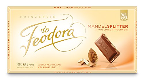 Feodora Chocolade-Tafel Tradition Mandelsplitter in Vollmilch-Hochfein-Chocolade, 10er Pack (10 x 100 g) von Feodora