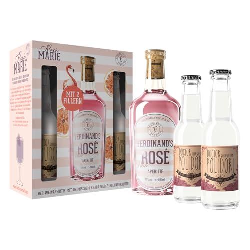 Ferdinand's | Rosé Aperitif | Perfektes Sommergetränk mit Rhabarber und Holunderblüte | Mit Doctor Polidori Dry Tonic Water | 500ml + 2 x 200ml | 17% vol. Ferdinand's | Rosé Aperitif | Perfektes Sommergetränk mit Rhabarber und Holunderblüte | Mit Doctor Polidori Dry Tonic Water | 500ml + 2 x 200ml | 17% vol. von Ferdinand´s