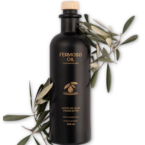 FERMOSO Olivenöl | Natives Olivenöl Extra [500ml Flasche] – Premium Spanisches Olivenöl aus Andalusien | Kaltgepresst | 100% Picual-Oliven | D.O. Sierra Mágina zertifiziert | Integrierter Ausgießer von Fermoso Oil