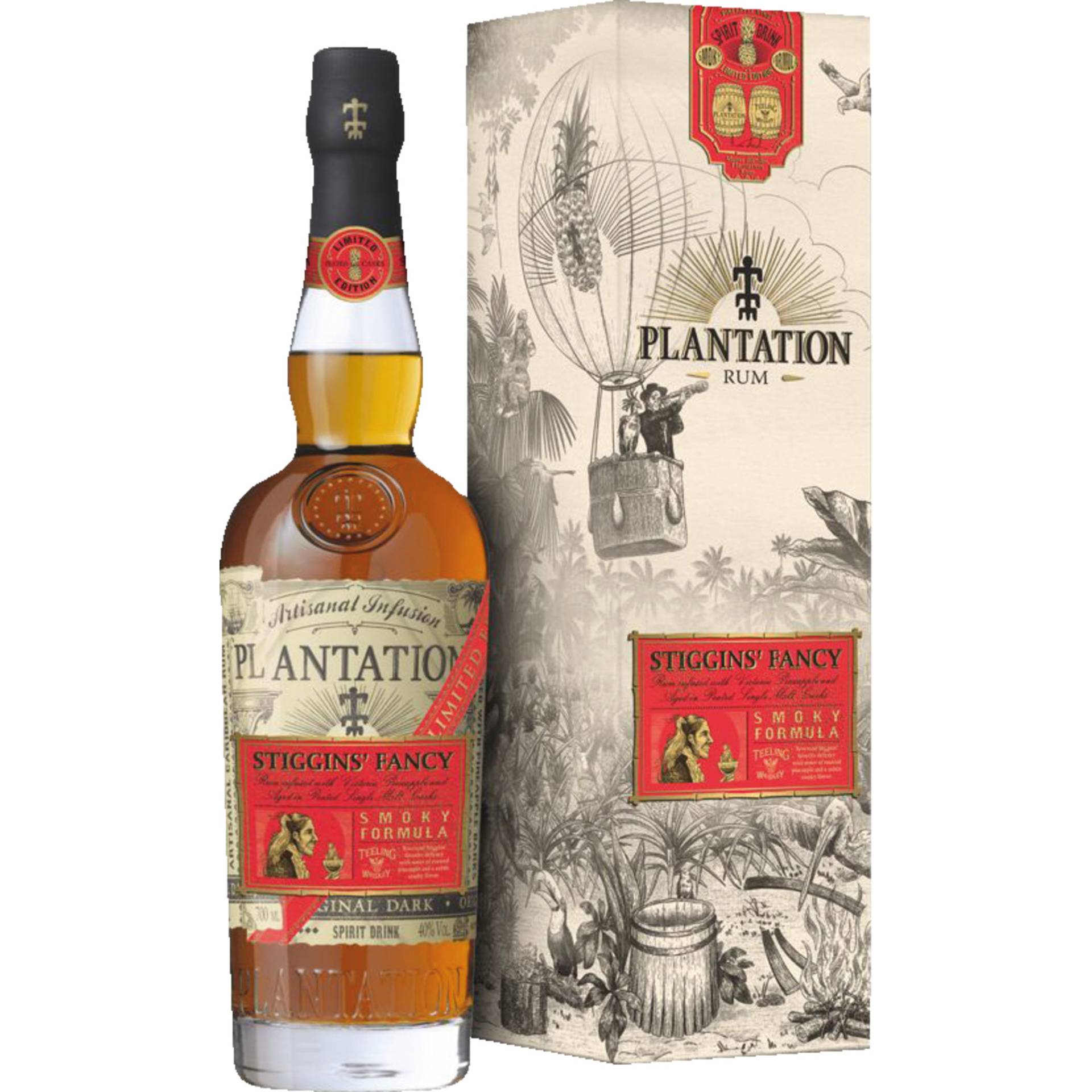 Plantation Stiggins' Fancy Pineapple Smoky Formula, Rum Jamaika, Barbados, 0,7 L, 40% Vol., im Etui, Spirituosen von Ferrand Deutschland GmbH, Sundernallee 75, D-53636 Iserlohn