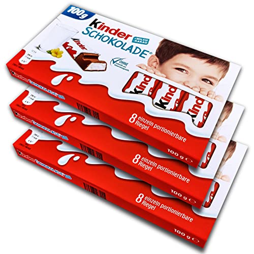 3 er Pack Kinder Schokolade 8er Kinderschokoladen Tafeln 3 x 100 g