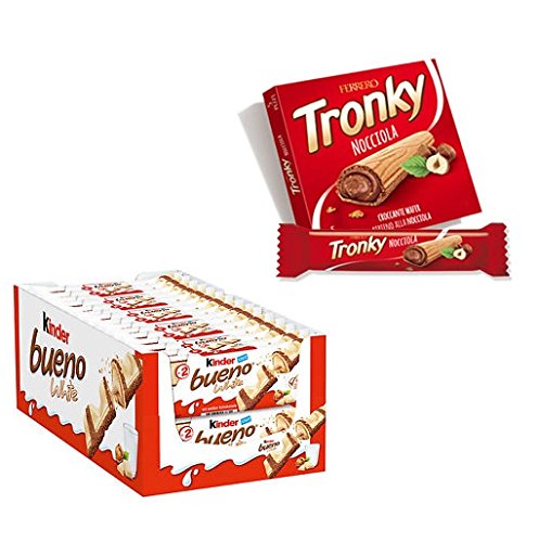 30x Kinder Ferrero Bueno White Doppelriegel a 39g Ferrero Riegel Schokolade + Ferero Tronky 5x 20g Riegel Haselnuss Schokoriegel kekse kuchen schoko waffeln 30x Kinder Ferrero Bueno White Doppelriegel a 39g Ferrero Riegel Schokolade + Ferero Tronky 5x 20g Riegel Haselnuss Schokoriegel kekse kuchen schoko waffeln von Ferrero