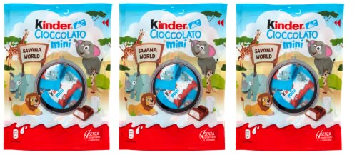 3x Ferrero Kinder Cioccolato al Latte Mini Mini-Portion aus Milchschokolade 125g Beutel Jeder Beutel enthält mindestens 19 Stück von Ferrero