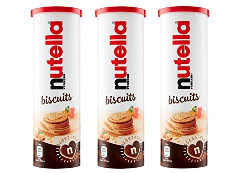 3x Ferrero Nutella Biscuits biscotto con un cremoso cuore di Nutella Keks mit cremigem Nutella-Herz Kekse 166g Tube von Ferrero