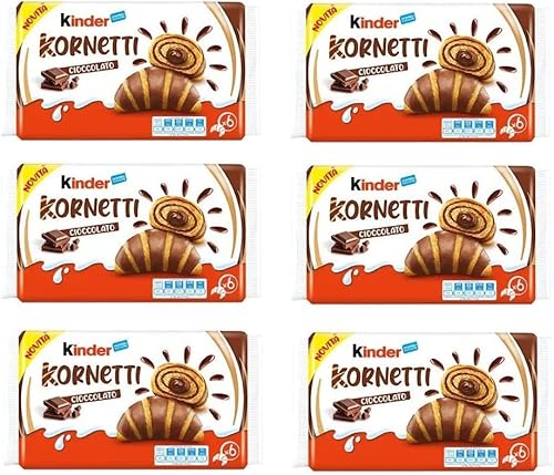 6x Ferrero Kinder Kornetti Cioccolato Cornetti Mit Schokolade Gefüllte Croissants Packung mit 252g, jede Packung enthält 6 Croissants von Ferrero