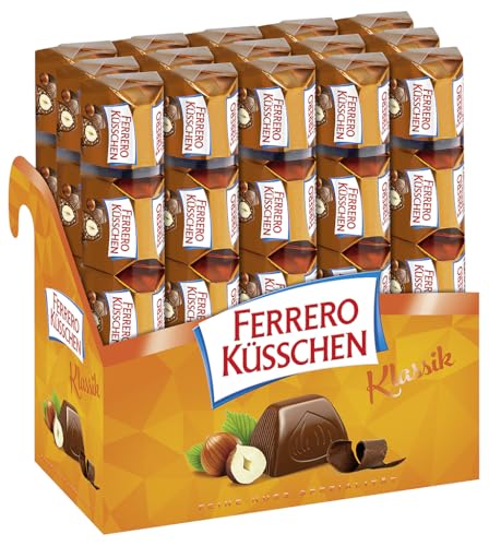 Ferrero Küsschen Klassik – Knackig geröstete Haselnuss umhüllt von feiner Schokolade – 15 Packungen à 5 Einzelpralinen von Ferrero