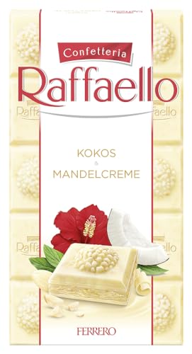 Ferrero Raffaello Tafel – Weiße Schokolade mit Kokos- und Mandelcreme – 1 x 90 g Schokoladentafel von Ferrero