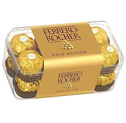 Ferrero Rocher Gold-Edition 16 pezzi Milchschokolade mit Haselnussfüllung 200g von Ferrero