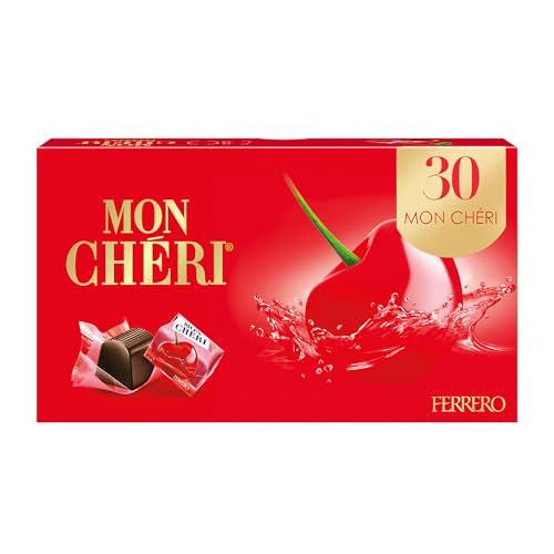 Ferrero Mon Chéri – Knackige Schokolade, fruchtiger Likör und eine aromatische Kirsche – 1 Packung à 30 Einzelpralinen von Ferrero