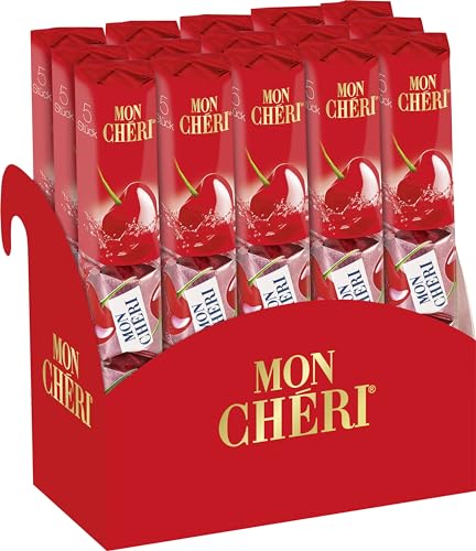 Ferrero Mon Chéri – Knackige Schokolade, fruchtiger Likör und eine aromatische Kirsche – 15 Packungen à 5 Einzelpralinen von Ferrero