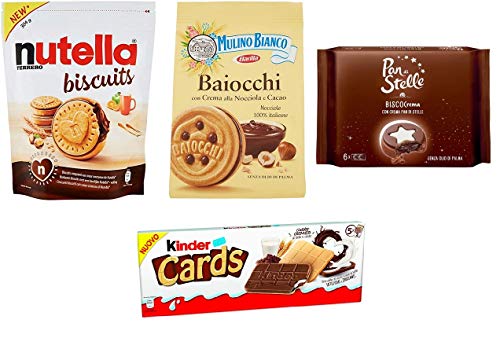 TESTPAKET Biscotti Farciti Mulino Bianco Ferrero Pan di Stelle gefüllte Kekse Nutella Biscuits - Baiocchi - Biscocrema - Kinder Cards 4 Stück biscuits cookies TESTPAKET Biscotti Farciti Mulino Bianco Ferrero Pan di Stelle gefüllte Kekse Nutella Biscuits - Baiocchi - Biscocrema - Kinder Cards 4 Stück biscuits cookies von Ferrero