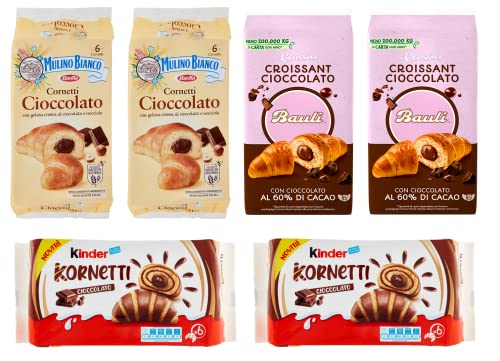 TESTPAKET Cornetti Cioccolato Kinder Kornetti - Bauli - Mulino Bianco Mit Schokolade Gefüllte Croissants 36 Croissants von Ferrero