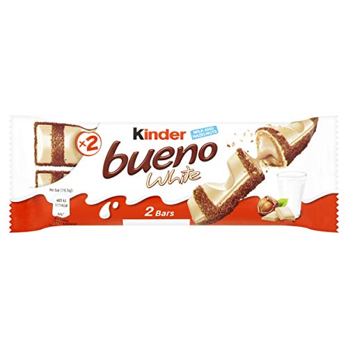 kinder bueno White - Großverbraucherpackung mit 30 Packungen à 2 Einzelriegeln, Waffel-Riegel mit weißer Schokolade, zarter Knusperhülle und cremiger Milch-Haselnuss-Füllung von Kinder