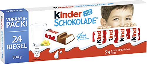 kinder Schokolade – Schokoriegel aus gefüllter Vollmilchschokolade – 1 Packung mit je 24 Einzelriegeln (24 x 12,5 g). von Kinder