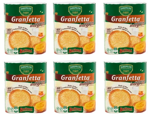 6x Buitoni Granfetta Fette Biscottate Integrali mit Vollkornmehl 40 fette Vollkorn Zwieback Kekse 300g von Fette