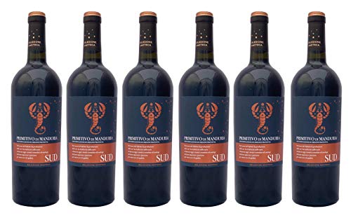 6 er Vorteilspaket SUD Primitivo di Manduria (Etikett mit Skorpion) DOP 2022 | Feudi di San Marzano | 6 X 0,75 L | Rotwein aus Italien | trocken von Feudi di San Marzano