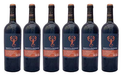6 er Vorteilspaket SUD Primitivo di Manduria (Etikett mit Skorpion) DOP 2023 | Feudi di San Marzano | 6 X 0,75 L | Rotwein aus Italien | trocken von Feudi di San Marzano