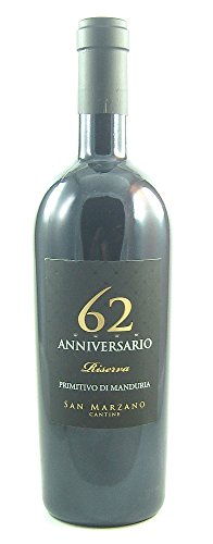 Primitivo di Manduria DOP Riserva 62 Anniversario 2019 Feudi di San Marzano (1x0,75l), trockener Spitzenrotwein aus Apulien Primitivo di Manduria DOP Riserva 62 Anniversario 2019 Feudi di San Marzano (1x0,75l), trockener Spitzenrotwein aus Apulien von Feudi di San Marzano