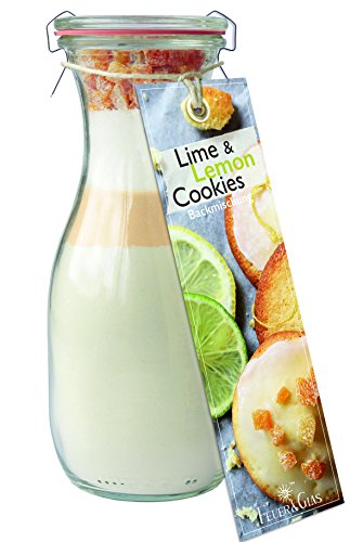 Backmischung im Glas für Lime and Lemon Cookies – Raffinierte Geschenkidee für Backfreunde – Gourmet Backzutaten im Weckglas für Limetten-Zitronen-Kekse – von Feuer & Glas von Feuer und Glas