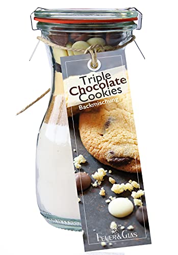Backmischung im Weckglas für Triple Chocolate Cookies Mini ( 250ml ) - Zutaten im Weckglas für die einfache Zubereitung – Gourmet Back-Mischung von Feuer & Glas von Feuer und Glas