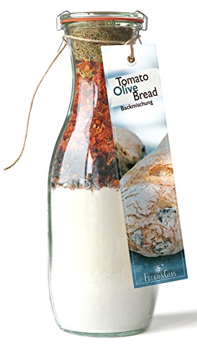 Feuer & Glas Tomato Olive Bread Backmischung, Tomaten-Oliven-Brot-Gourmetbackmischung im Weck-Glas, 640 g von Feuer und Glas