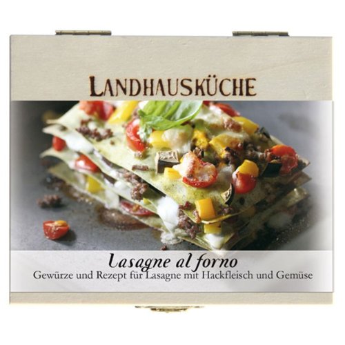 Lasagne al forno – 8 Gewürze Set für die traditionelle Lasagne (51g) – in einem schönen Holzkästchen – mit Rezept und Einkaufsliste – Geschenkidee für Feinschmecker von Feuer & Glas von Feuer und Glas