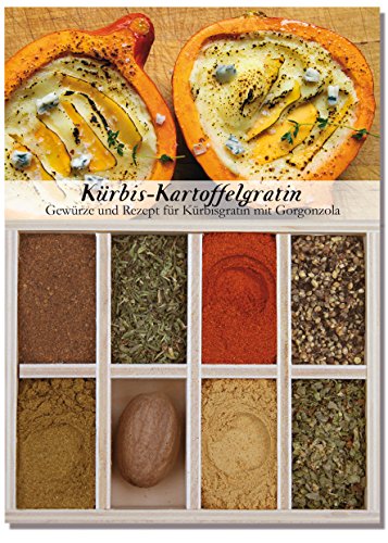 Kürbis-Kartoffelgratin – 8 Gewürze für Kürbisgratin mit Gorgonzola (48g) – in einem schönen Holzkästchen – mit Rezept und Einkaufsliste – Geschenkidee für Feinschmecker – von Feuer & Glas Kürbis-Kartoffelgratin – 8 Gewürze für Kürbisgratin mit Gorgonzola (48g) – in einem schönen Holzkästchen – mit Rezept und Einkaufsliste – Geschenkidee für Feinschmecker – von Feuer & Glas von Feuer und Glas